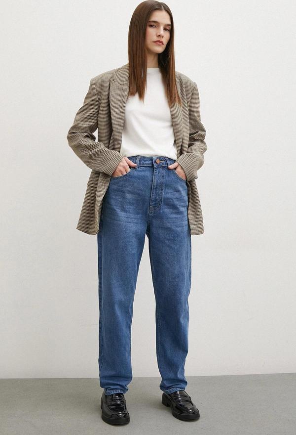 Yüksek Bel Dar Paça Mom Jean Mavi - Image 1