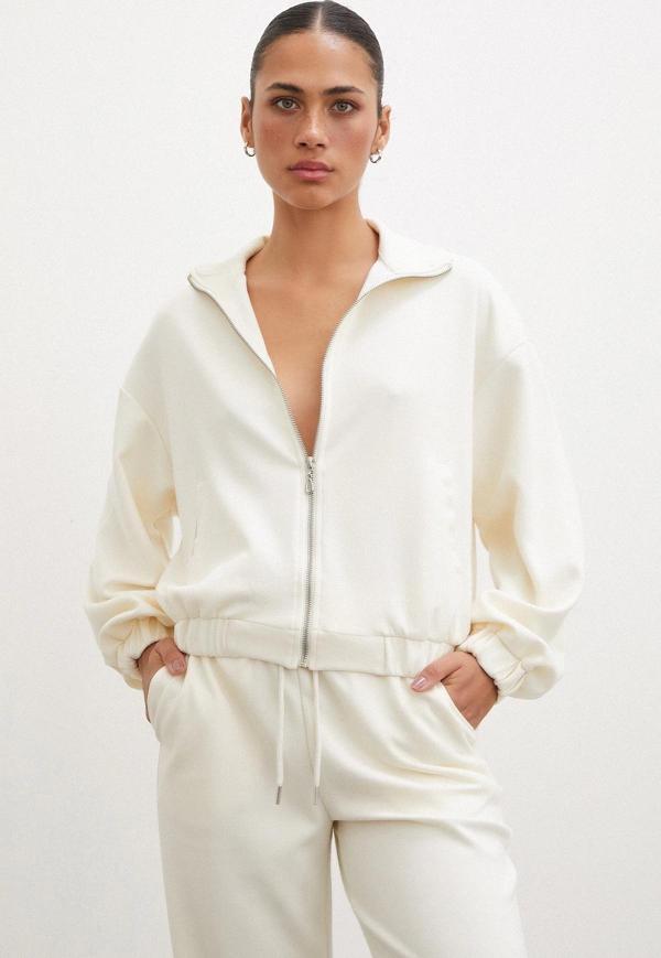 Fermuarlı Sweatshirt Ekru - Image 1