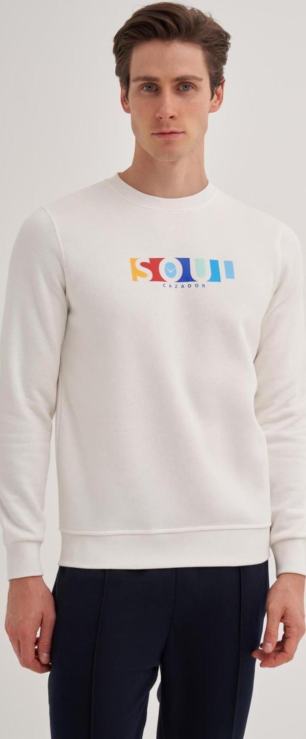 Cazador 3 İplik Şardonlu Sweatshirt 5161 Beyaz - Image 1
