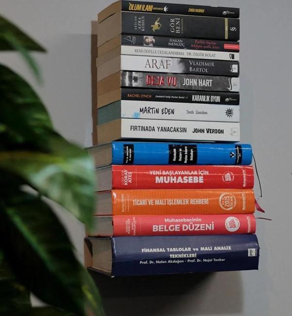 Metal Siyah 2 Adet Kitaplık, Kitap Organizatör, Uçan Kitap Rafı, Görünmez Duvar Kitaplık 2'Lİ - Image 1