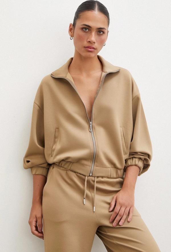 Fermuarlı Sweatshirt Camel - Image 1