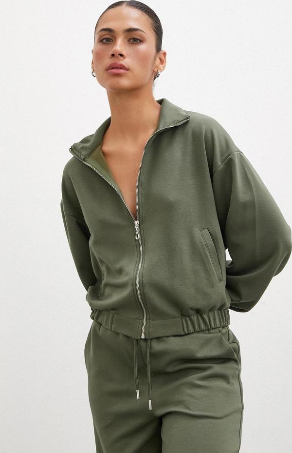 Fermuarlı Sweatshirt Haki - Image 1