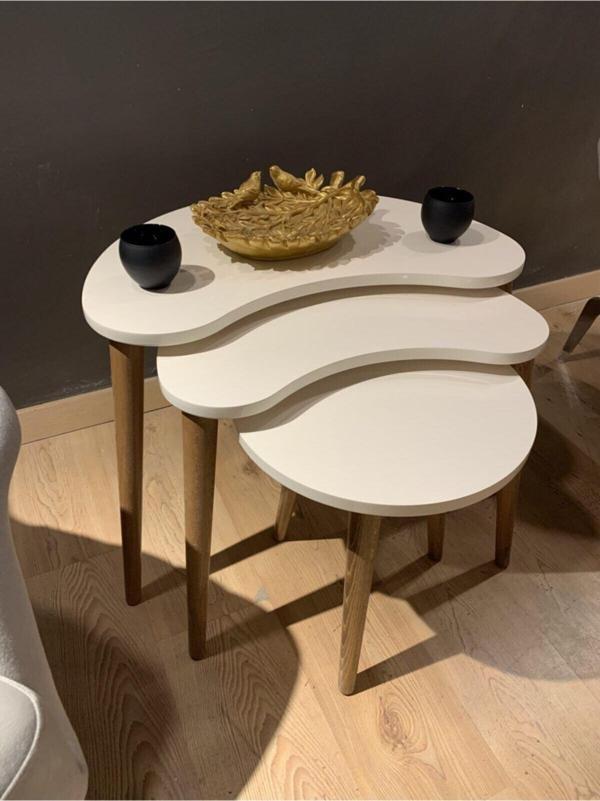 Akset 3Lü Zigon Sehpa Krem Fasülye - Image 1