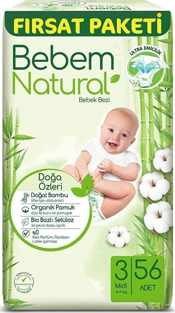 Bebem Natural Bebek Bezi 3 numara 56'lı - Image 1