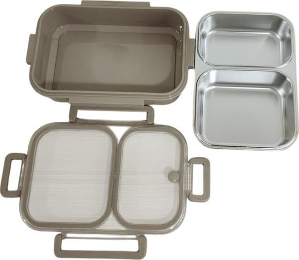 Aryıldız Bento Dikdörtgen 2 Bölmeli Lunch Box Yemek Termosu Vizon 1000 ml - Image 1