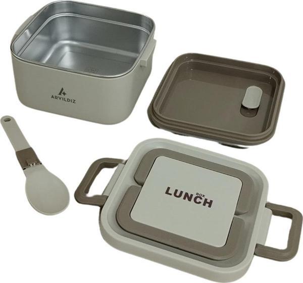 Aryıldız Bento Kare Lunch Box Yemek Termosu Bej 700 ml - Image 1