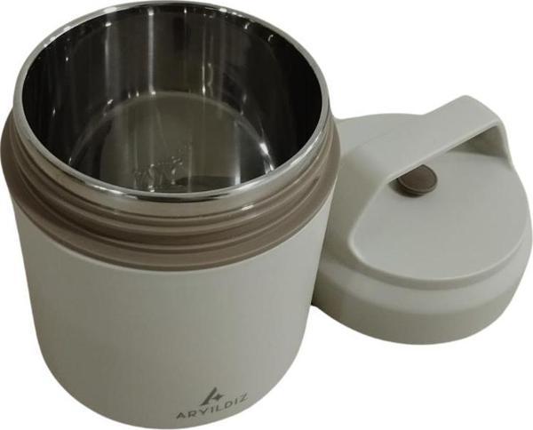 Aryıldız Bento Yuvarlak Lunch Box Yemek Termosu Bej 420 ml - Image 1