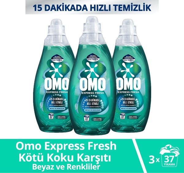 Omo Express Fresh Kötü Koku Karşıtı Beyaz ve Renkliler Sıvı Çamaşır Deterjanı 3 x 1480 ML - Image 1