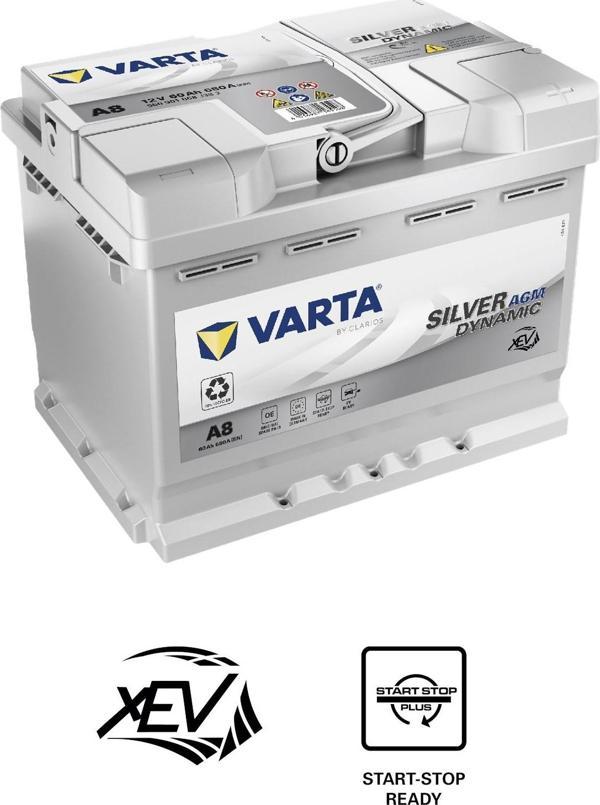 Varta D52 12V 60 Ah 680A AGM Start-Stop Silver Dynamic Akü (Üretim Yılı: 2024) - Eski Akü İadesiz - Image 1