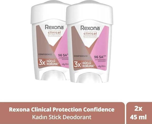 Rexona Clinical Protection Kadın Stick Deodorant 45 ml x 2 Adet - Image 1