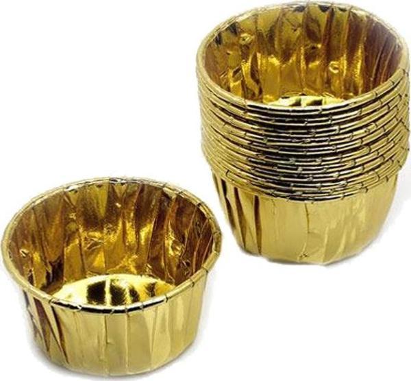Cupcake Kalıbı Küçük Boy 44*35 Sufle-Muffin Kek Kalıbı (50 Adet)  Altın - Image 1