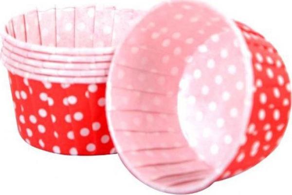 Cupcake Kalıbı Orta Boy 50*39 Mm (50 Adet)  Puantiyeli Kırmızı - Image 1