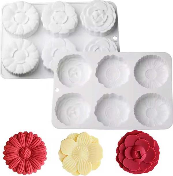 Silikon Kalıp Çikolata 3 Farklı Gül Model Kek Kalıbı 6 Lı - Image 1
