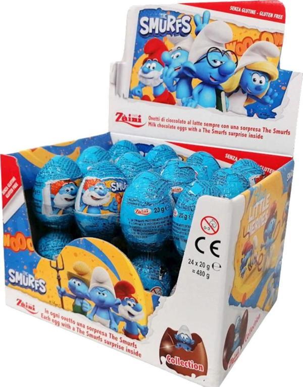 Zaini Smurfs Şirinler Çikolatalı Sürpriz Yumurta 24 Adet - Image 1