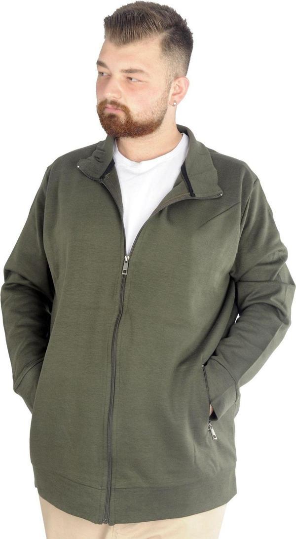 Modexl Buyuk Beden Erkek Hırka Fermuarlı Stell Dik Yaka 20571 Haki - Image 1