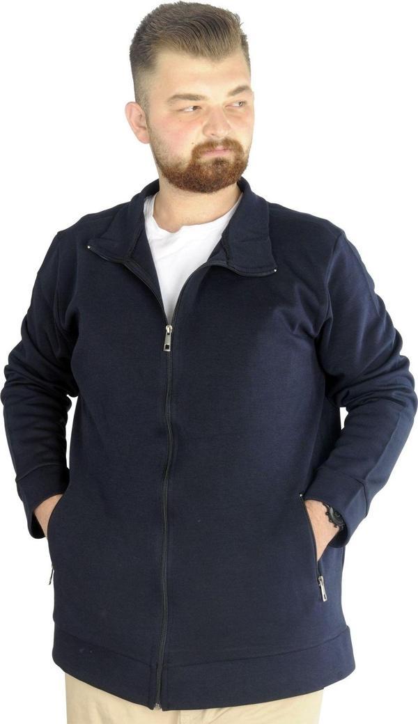 Modexl Buyuk Beden Erkek Hırka Fermuarlı Stell Dik Yaka 20571 Lacivert - Image 1