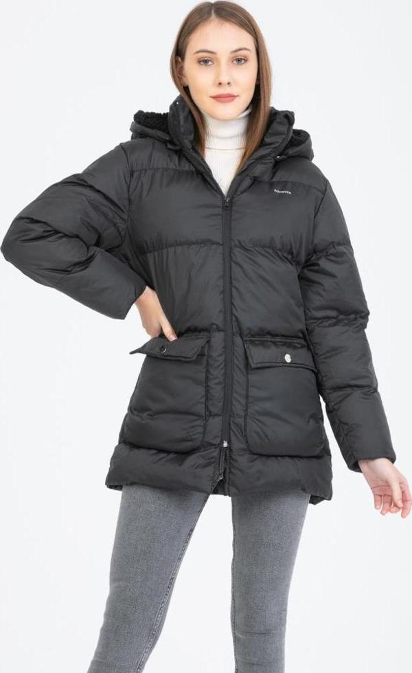 Kinetix Bella Coat Siyah Günlük Kadın Şişme Kaban - Image 1