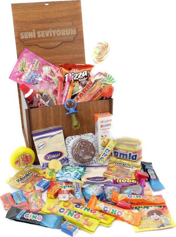 Nostaljik Bakkal Ahşap Hediye Kutusu Küçük Boy ( Seni Seviyorum ) - Image 1