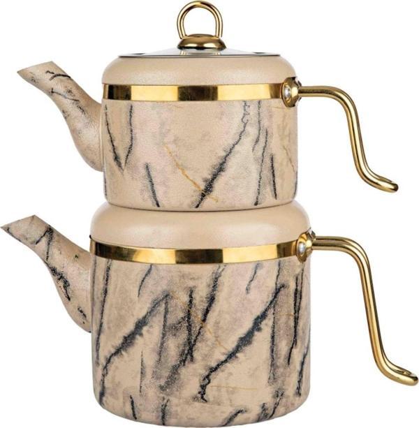 Arow Oolong Granit Çaydanlık Takımı - Kahve - TR-4443-K - Image 1