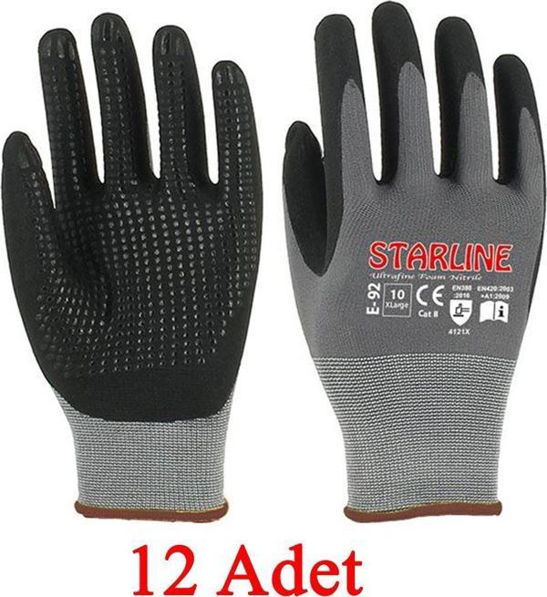 Starline E-92 Puanlı Mikro Köpük Nitril Eldiven Montaj Eldiveni No.9/Large - 12 Adet - Image 1