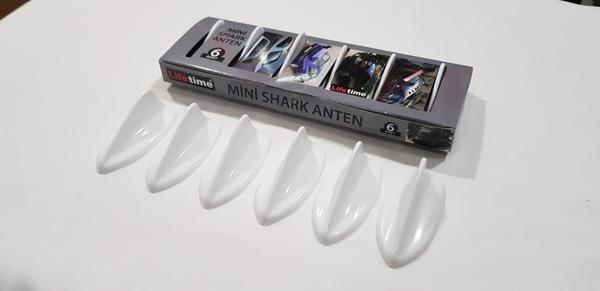 X4 Uyumlu Mini Shark Balina Anten Seti 6 Lı Balık Sırtı Süs Anten Beyaz - Image 1