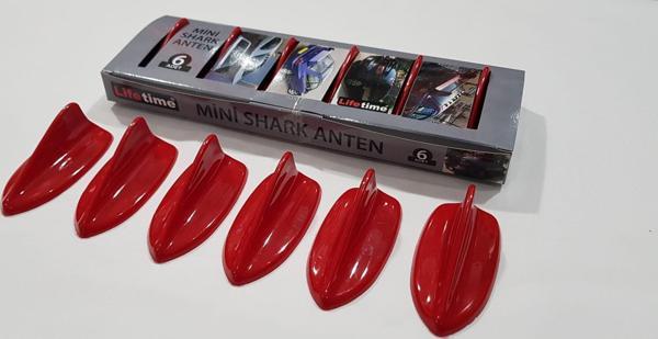 Jumpy Uyumlu Mini Shark Balina Anten Seti 6 Lı Balık Sırtı Süs Anten Kırmızı - Image 1