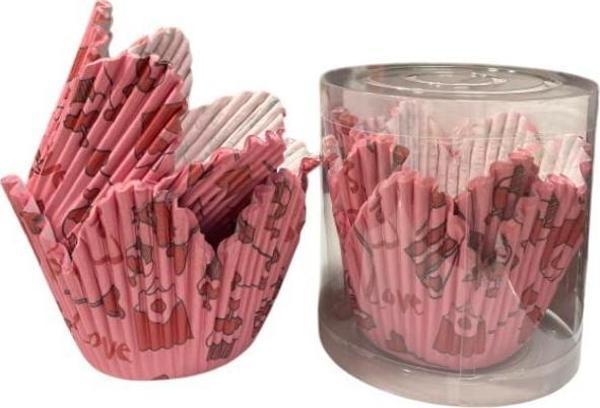 Cupcake/Muffin /Suffle Kek Kapsülü Pembe Love 50 Li - Image 1