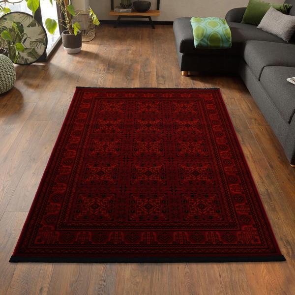 Afgan Türkmen Otantik Desenli Dokuma Kırmızı Oturma Odası Salon Mutfak Halısı 7143H_ZS77 - Image 1