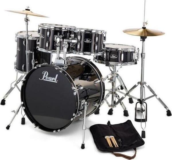 PEARL RS505C/C31 - Roadshow Jet Black 5 Parça (20B/10T/12T/14F/14S) Aksamlı & Zilli Akustik Davul Seti - Image 1