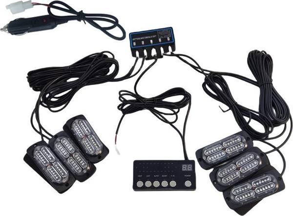 17 fonksiyonlu çakar lamba 12-30v 24 led 6 adet kırmızı*mavi set / LAPA549 - Image 1
