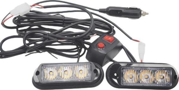 Çakar lamba 3x2 led 12w 12-24v sarı-mavi / LAPA197-1 - Image 1