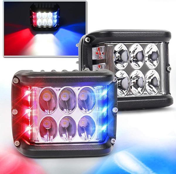 Space Offroad sis lambası beyaz-kırmızı-mavi 12 led 36w çift / LASS319-1 - Image 1