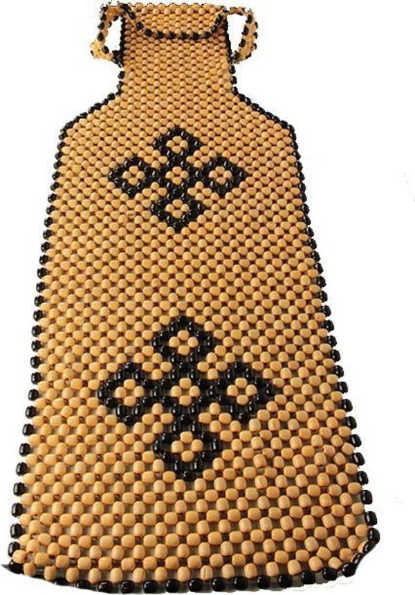 Başlıklı Ahşap Boncuklu Minder Kahve-Siyah / KLMN122 - Image 1