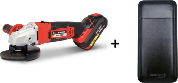 Stayer STY-AGL2024 18 V 115 MM Çift Akülü Avuç Taşlama Makinesi + Akdeniz Taşınabilir Şarj Cihazı (Model: S125Q) - Image 1