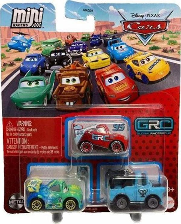 Disney Pixar Cars - Üçlü Mini Racers - GRC McQueen & Carla Veloso & Blue Mater (1:110) - Image 1
