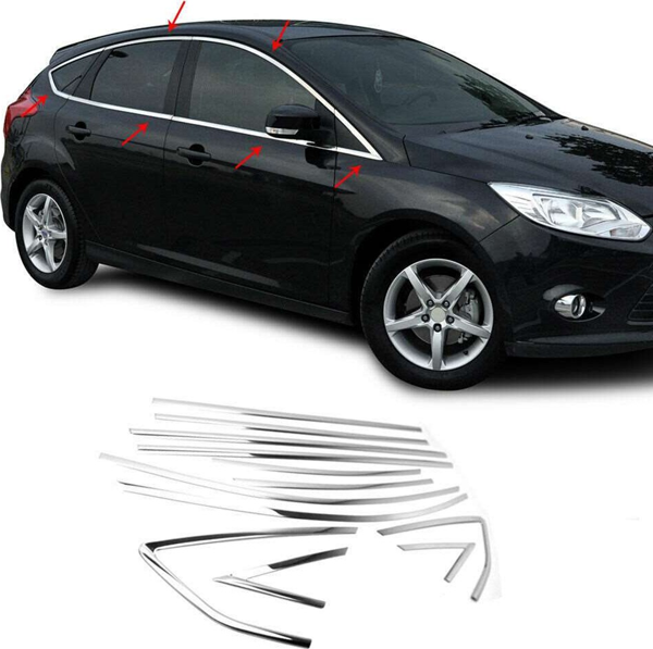 Ford Focus Uyumlu Hatchback 2011 2018 Cam Çıtası Krom - Image 1