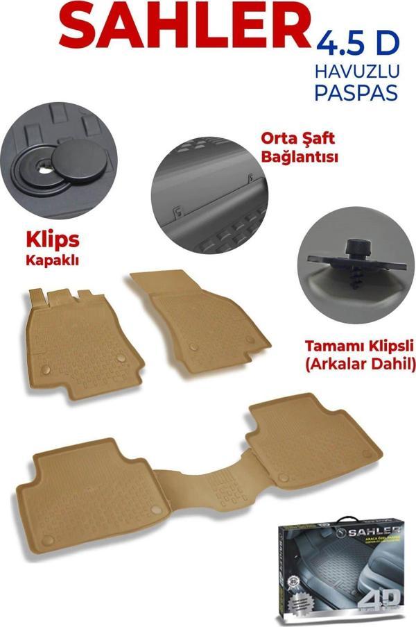 Seat Leon 2 2006-2012 Uyumlu SAHLER Araca Özel Bej 4.5D Havuzlu Oto Paspas - Image 1