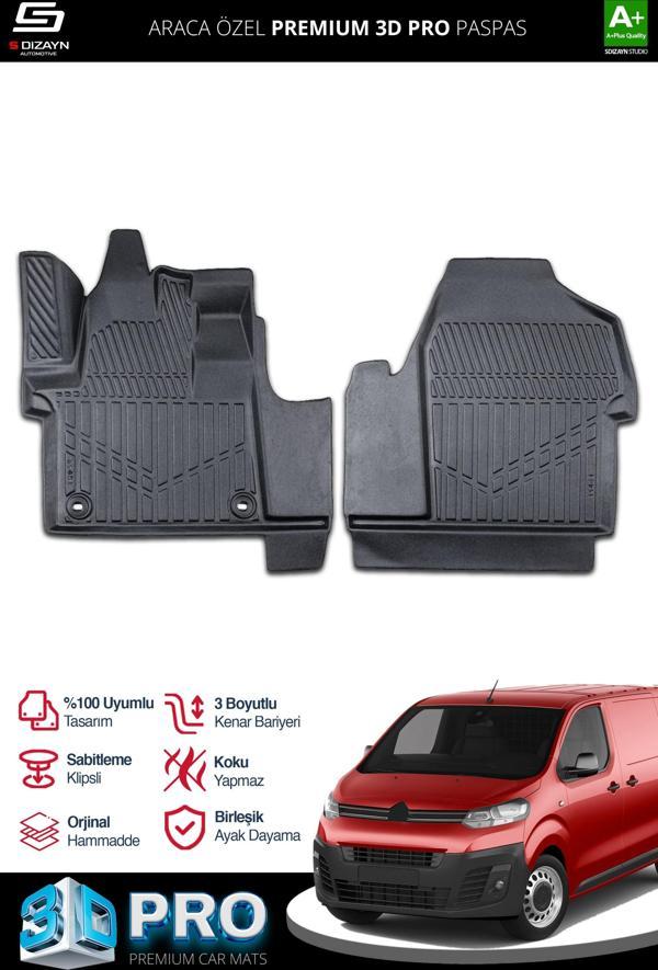 S-Dizayn Citroen Jumpy Panelvan 3D Pro Havuzlu Ön 2'Li Paspas 2016 Üzeri A+ Kalite - Image 1