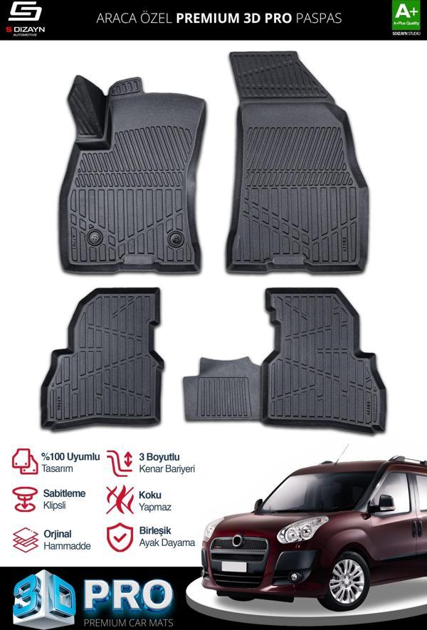 S-Dizayn Fiat Doblo Geniş Aile 3D Pro Havuzlu Paspas 2010-2022 A+ Kalite - Image 1