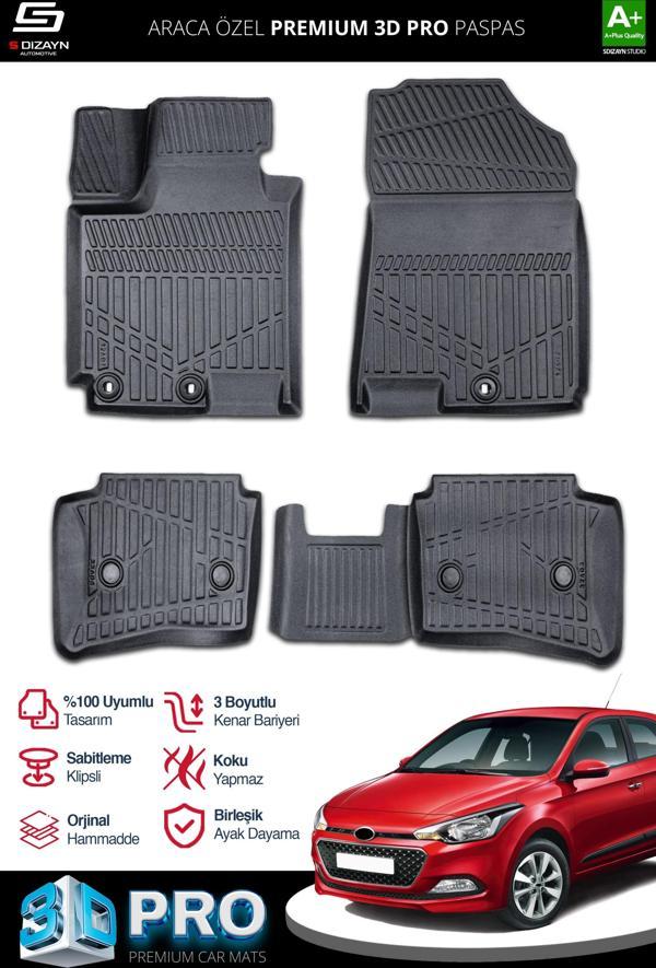 S-Dizayn Hyundai i20 3D Pro Havuzlu Paspas 2014-2018 A+ Kalite - Image 1