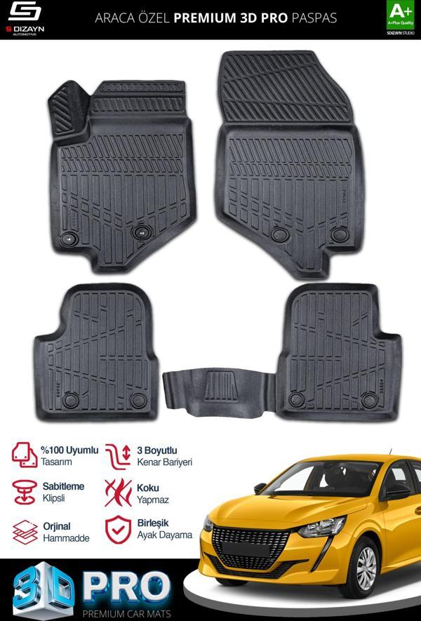 S-Dizayn Peugeot 208 2 3D Pro Havuzlu Paspas 2019 Üzeri A+ Kalite - Image 1
