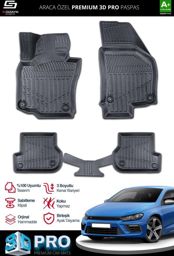 S-Dizayn VW Scirocco 3D Pro Havuzlu Paspas 2008 Üzeri A+ Kalite - Image 1