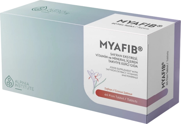 MIYAFIB 60 Tablet, Safran Ekstresi , Vitamin ve Mineral İçeren Takviye Edici Gıda  - Image 1