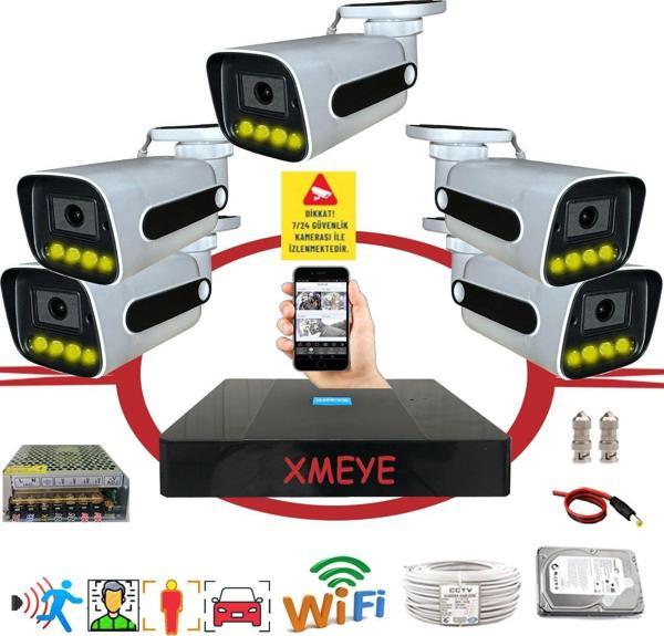 Bises 5 li Araç Yüz ve İnsan Tanımalı Hareket Algılayan 5 MP Lens 4 Warm Led Gece Renkli Gösteren Güvenlik Kamera Seti BS784W - Image 1