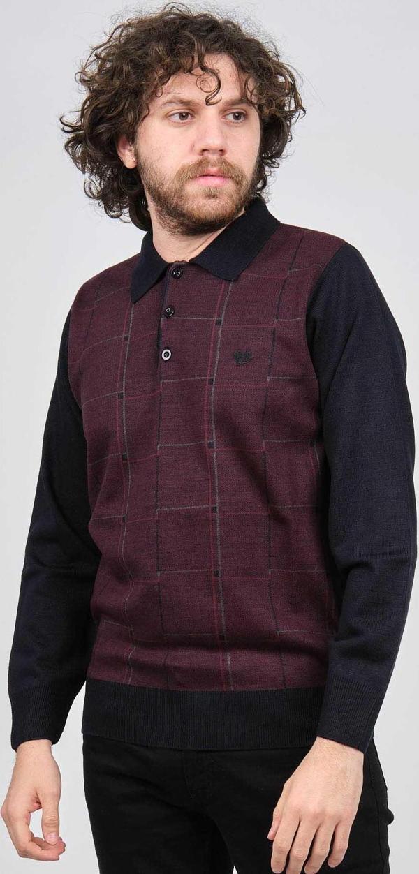 Pelikan Erkek Desenli Polo Yaka Kazak 1577430 Bordo - Image 1