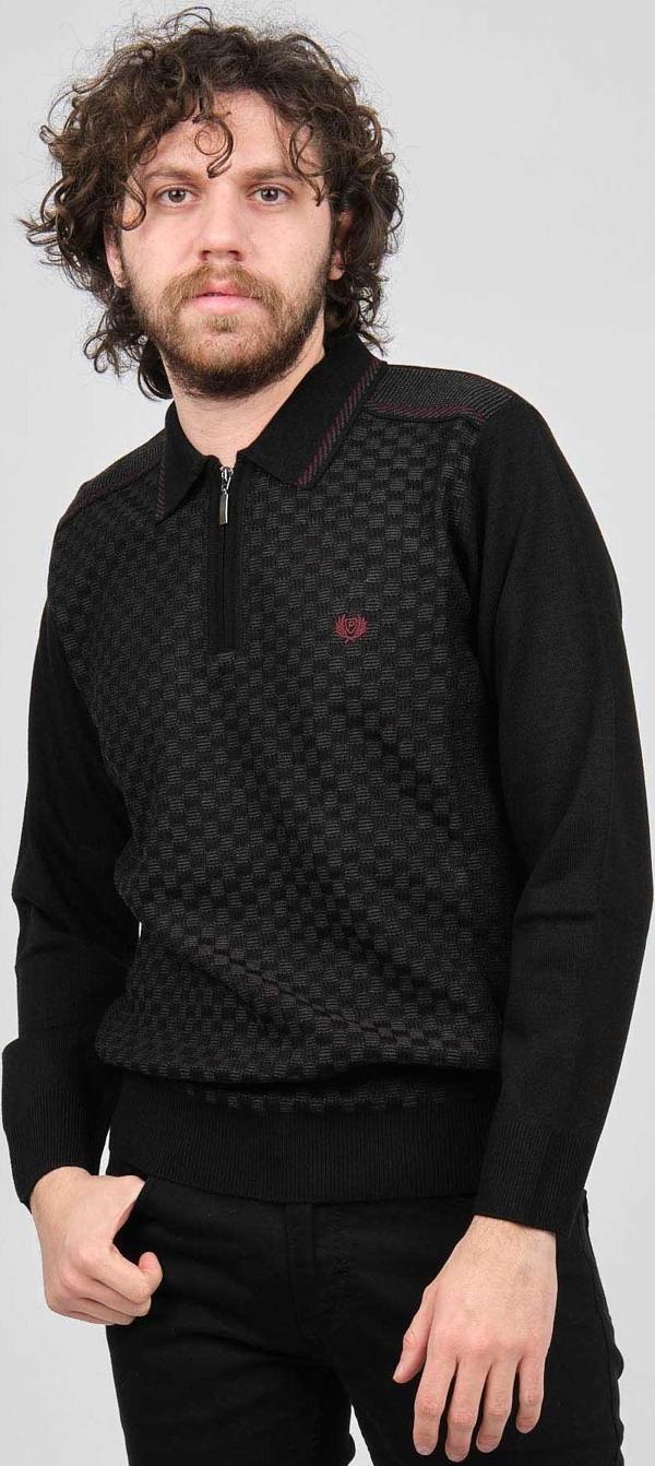 Pelikan Erkek Fermuarlı Polo Yaka Kazak 1577418 Siyah - Image 1