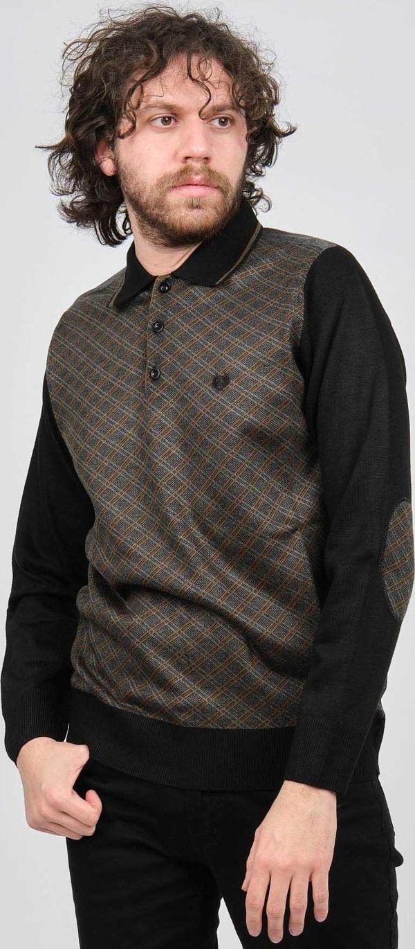 Pelikan Erkek Desenli Dirsek Detaylı Polo Yaka Kazak 1577423 Füme - Image 1