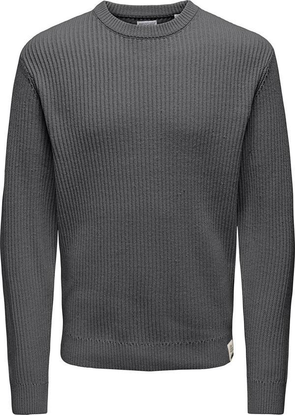 Only & Sons Erkek Onsfergal Bisiklet Yaka Uzun Kollu Örme Kazak 22030208 Gri - Image 1