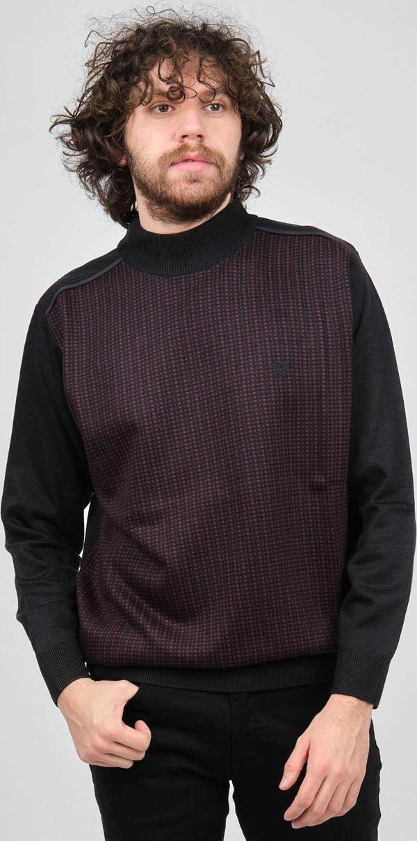 Pelikan Erkek Desenli Yarım Balıkçı Yün Kazak 1578717 Bordo - Image 1