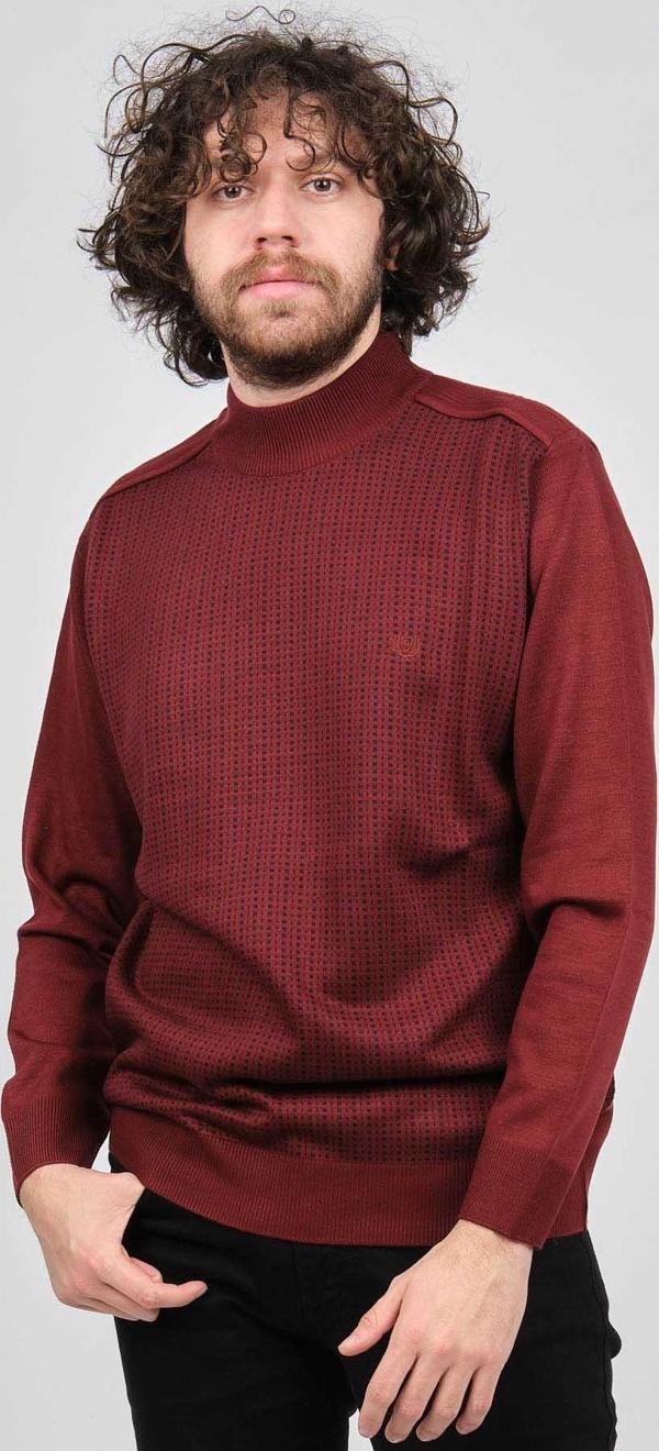 Pelikan Erkek Desenli Yarım Balıkçı Yün Kazak 1578717 Kırmızı - Image 1